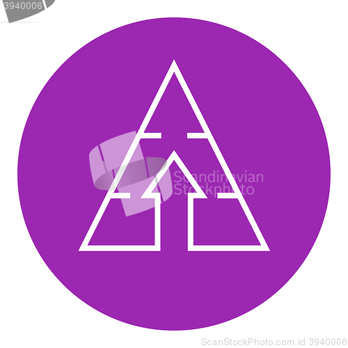 Image of Pyramid with arrow up line icon.