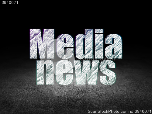 Image of News concept: Media News in grunge dark room