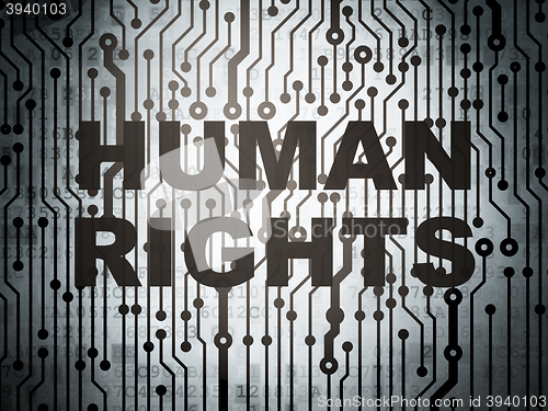Image of Politics concept: circuit board with Human Rights