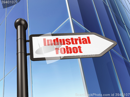 Image of Industry concept: sign Industrial Robot on Building background