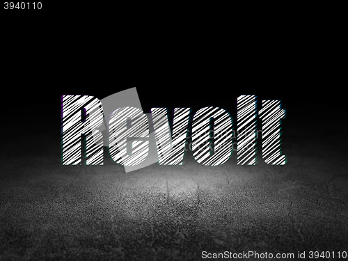 Image of Political concept: Revolt in grunge dark room