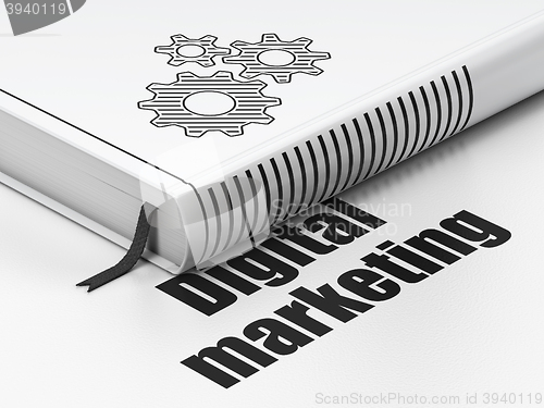 Image of Marketing concept: book Gears, Digital Marketing on white background