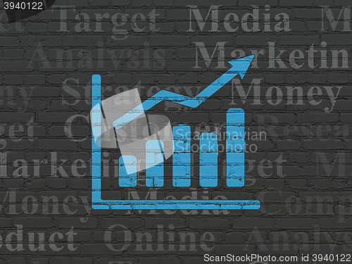 Image of Marketing concept: Growth Graph on wall background