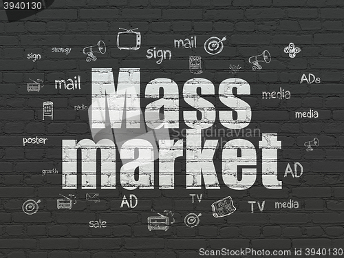 Image of Advertising concept: Mass Market on wall background