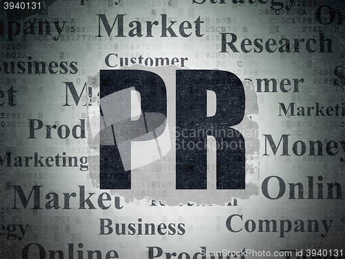 Image of Marketing concept: PR on Digital Data Paper background