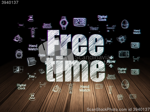 Image of Timeline concept: Free Time in grunge dark room
