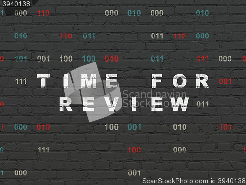 Image of Time concept: Time for Review on wall background