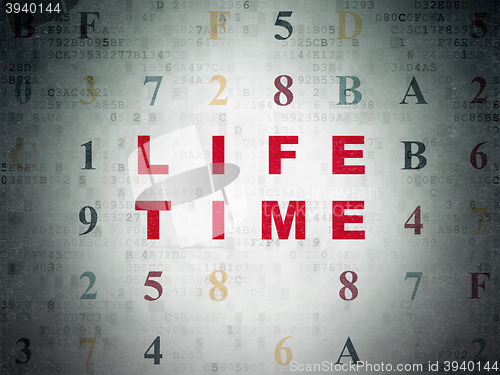 Image of Time concept: Life Time on Digital Data Paper background