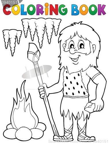 Image of Coloring book cave man theme 1