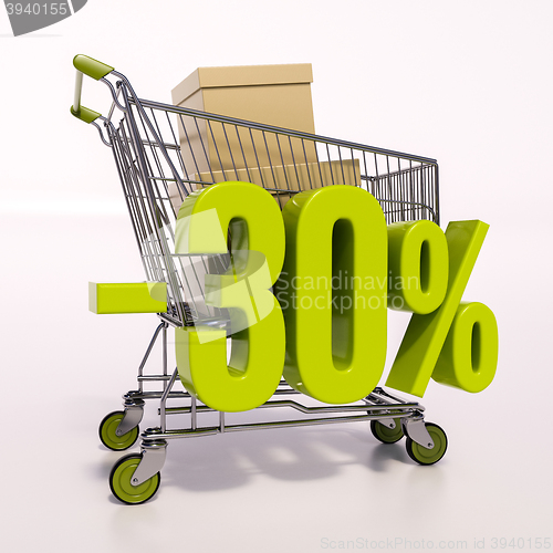 Image of Shopping cart and percentage sign, 30 percent