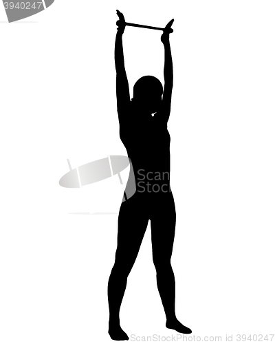 Image of Silhouette of woman doing exercises
