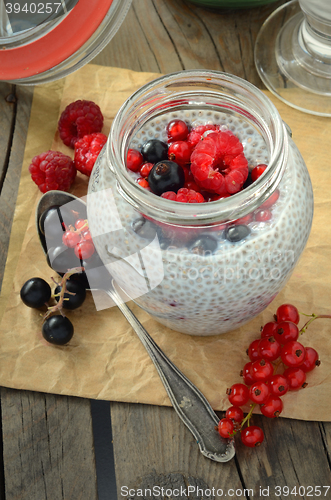 Image of chia seed pudding with fresh berries