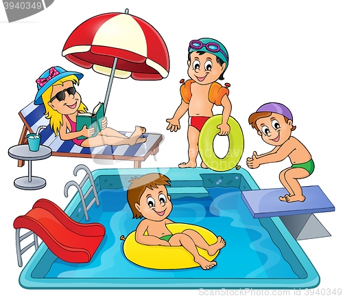 Image of Children by pool theme image 3