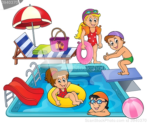 Image of Children by pool theme image 1