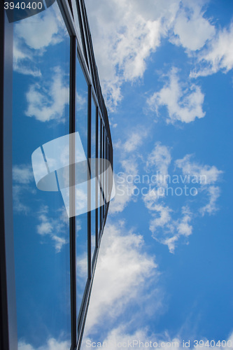 Image of window reflection dayligh as blue background