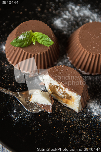 Image of dessert from cream and chocolate