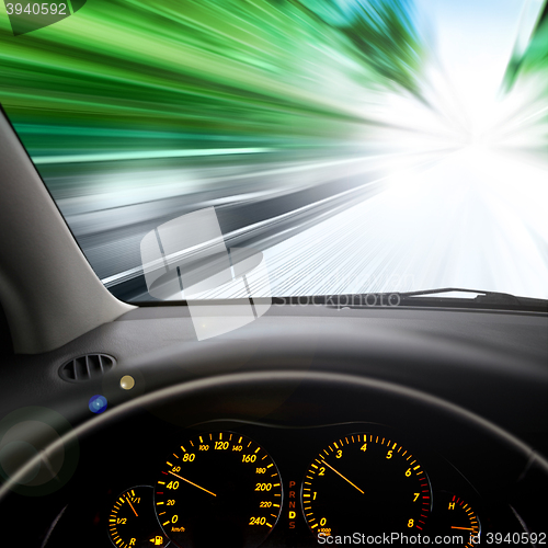 Image of view on car windshield