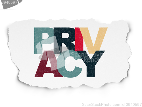 Image of Protection concept: Privacy on Torn Paper background