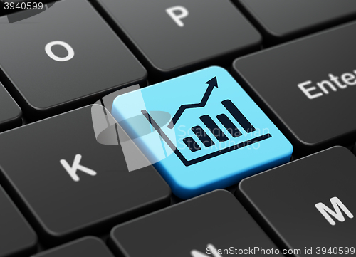Image of Business concept: Growth Graph on computer keyboard background