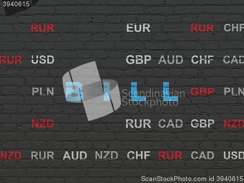 Image of Currency concept: Bill on wall background