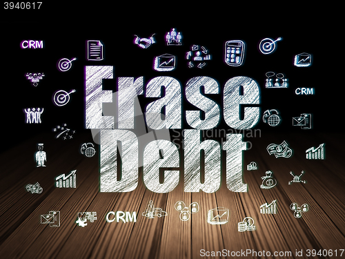 Image of Finance concept: Erase Debt in grunge dark room