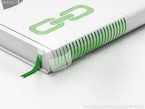 Image of Web design concept: closed book, Link on white background