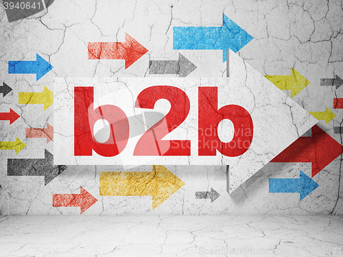 Image of Finance concept: arrow with B2b on grunge wall background