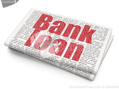 Image of Currency concept: Bank Loan on Newspaper background