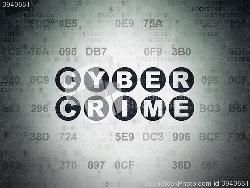 Image of Protection concept: Cyber Crime on Digital Data Paper background