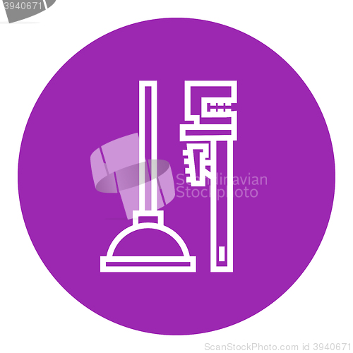 Image of Pipe wrenches and plunger line icon.