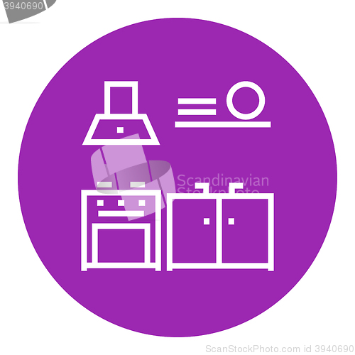 Image of Kitchen interior line icon.