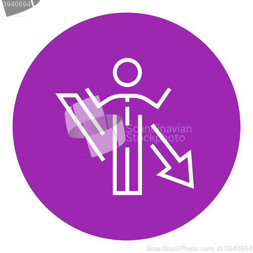 Image of Businessman with arrow down line icon.