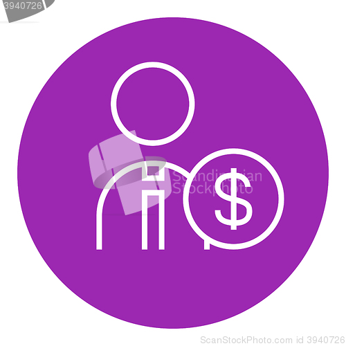 Image of Man with dollar sign line icon.