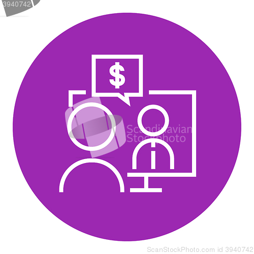 Image of Business video negotiations line icon.