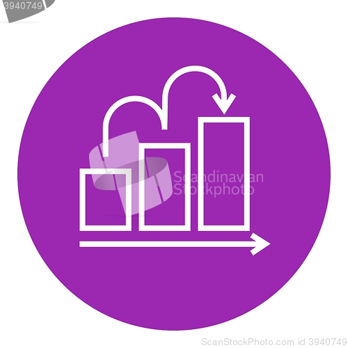 Image of Bar chart upward line icon.