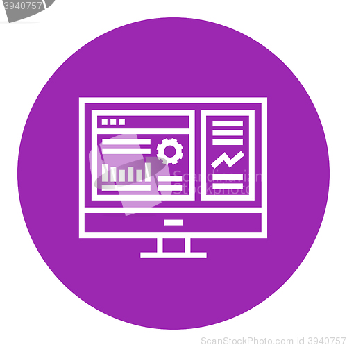 Image of Monitor with business graphs line icon.