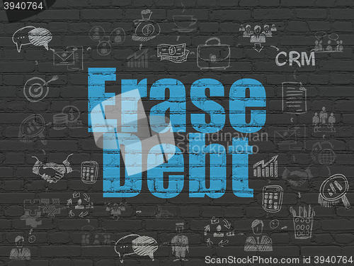 Image of Finance concept: Erase Debt on wall background