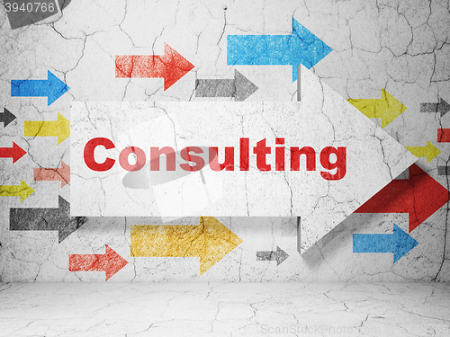 Image of Finance concept: arrow with Consulting on grunge wall background