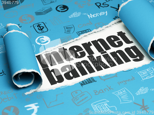 Image of Money concept: black text Internet Banking under the piece of  torn paper