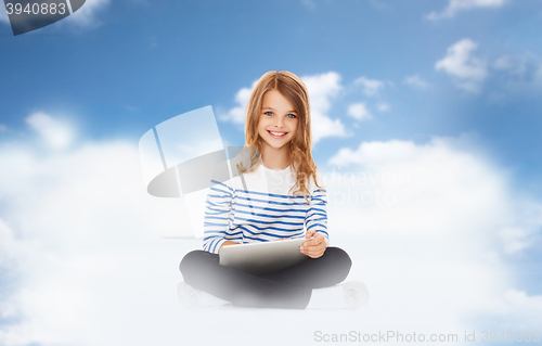 Image of smiling girl with tablet pc computer