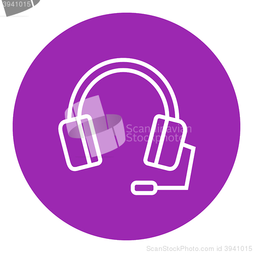 Image of Headphone with microphone line icon.