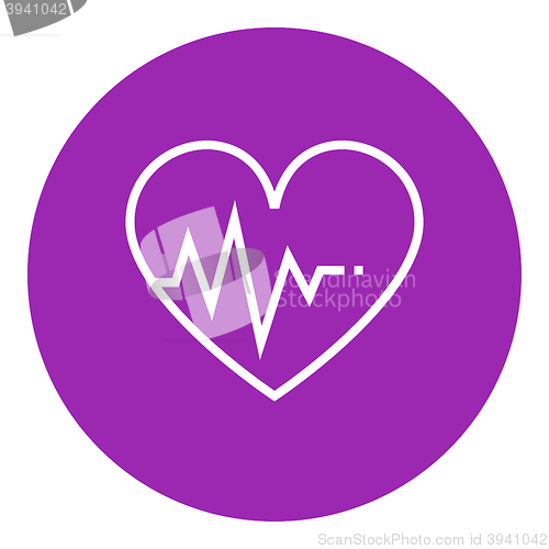 Image of Heart with cardiogram line icon.