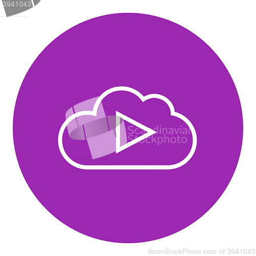 Image of Cloud with play button line icon