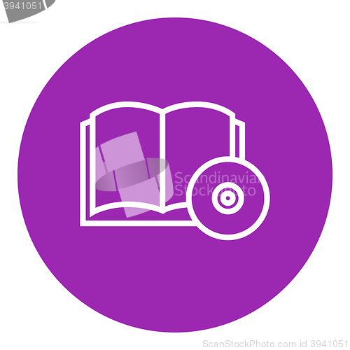 Image of Audiobook and cd disc line icon.