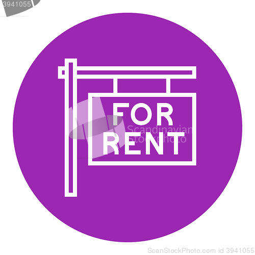 Image of For rent placard line icon.