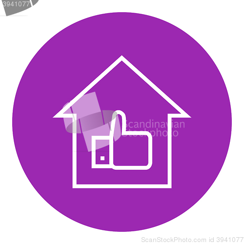 Image of Thumb up in house line icon.