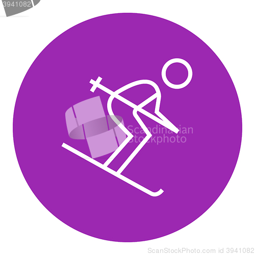 Image of Downhill skiing line icon.