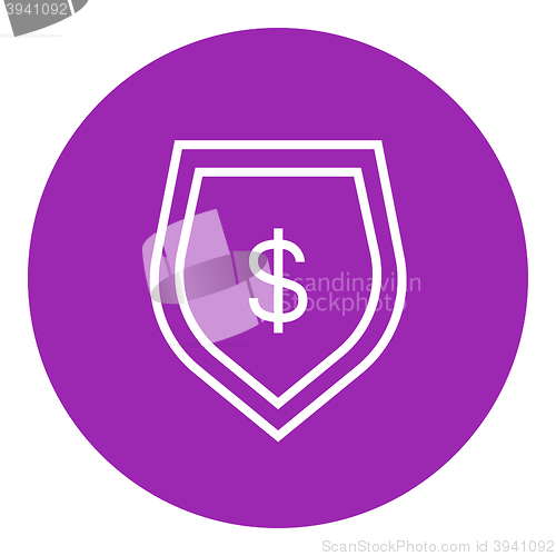 Image of Shield with dollar symbol line icon.