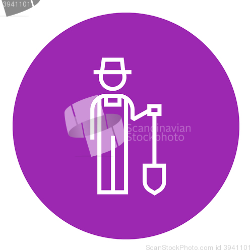 Image of Farmer with shovel line icon.