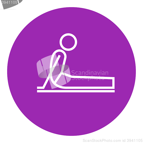Image of Man practicing yoga line icon.